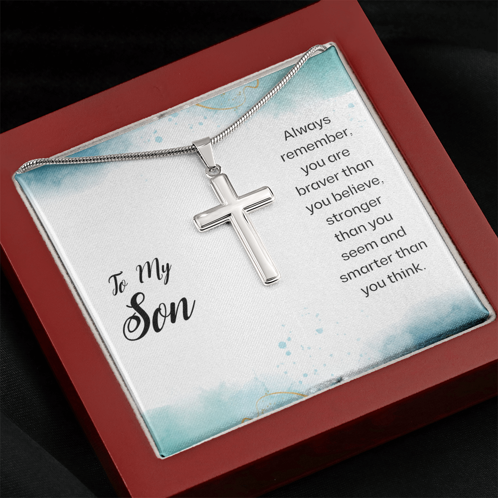 Best Gifts 305-To My Son Always Remember Cross Necklace with Inspirational Quote Card from Parent