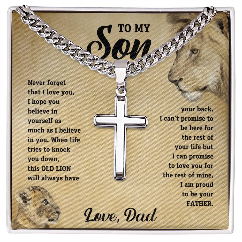Best Gifts 305-To My Son Lion Cross Necklace from Dad