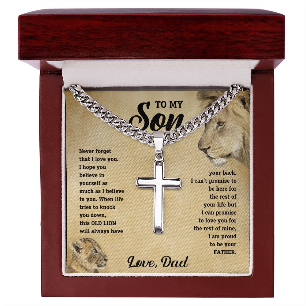 Best Gifts 305-To My Son Lion Cross Necklace from Dad
