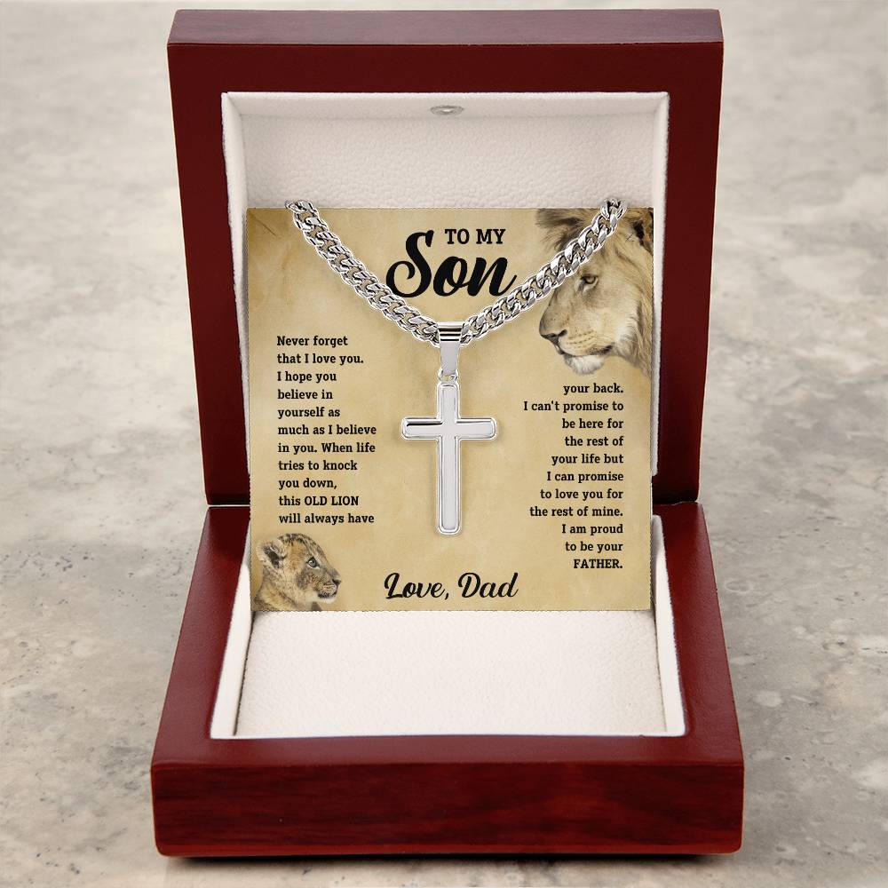 Best Gifts 305-To My Son Lion Cross Necklace from Dad