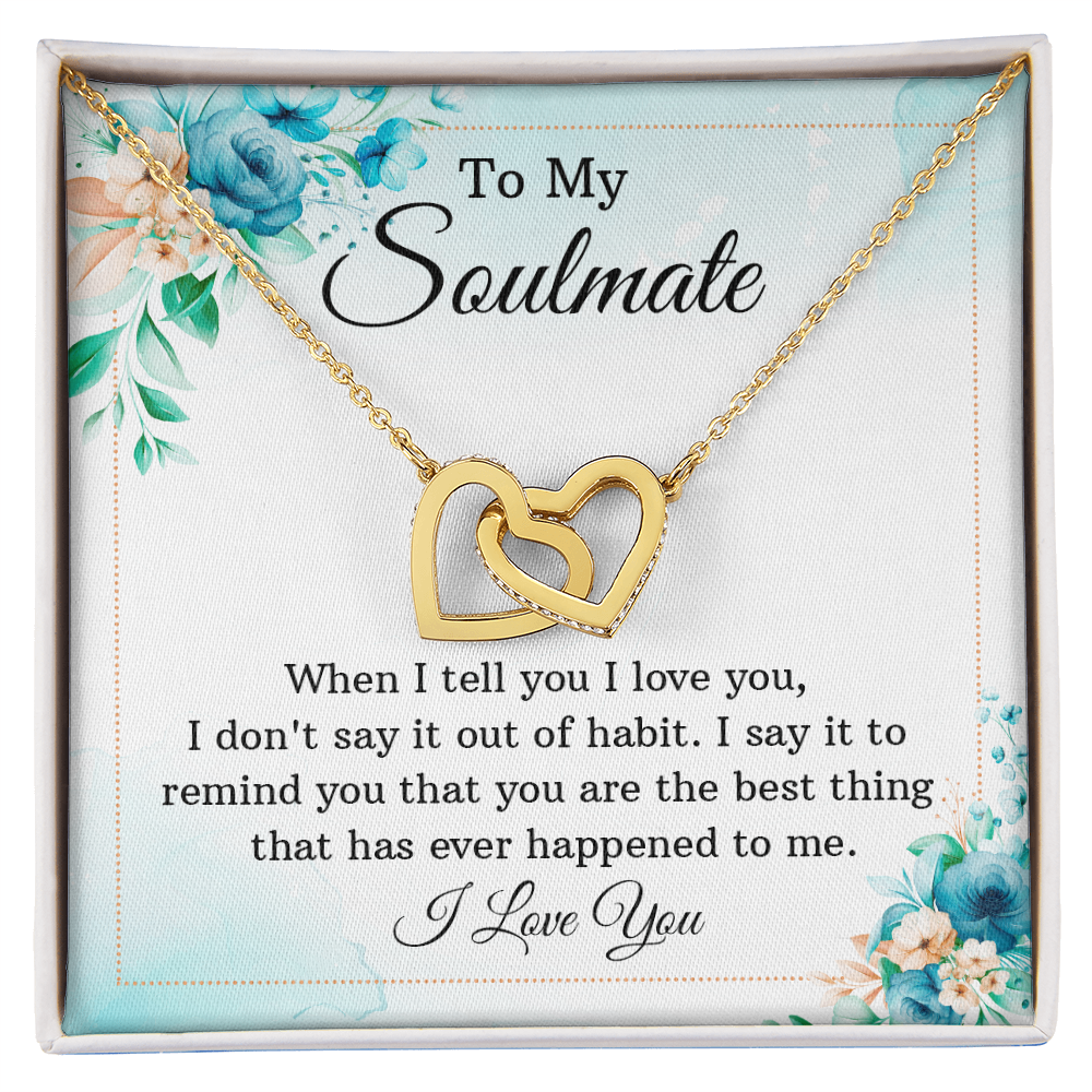 Best Gifts 305-To My Soulmate Interlocking Hearts Necklace with CZ Crystals