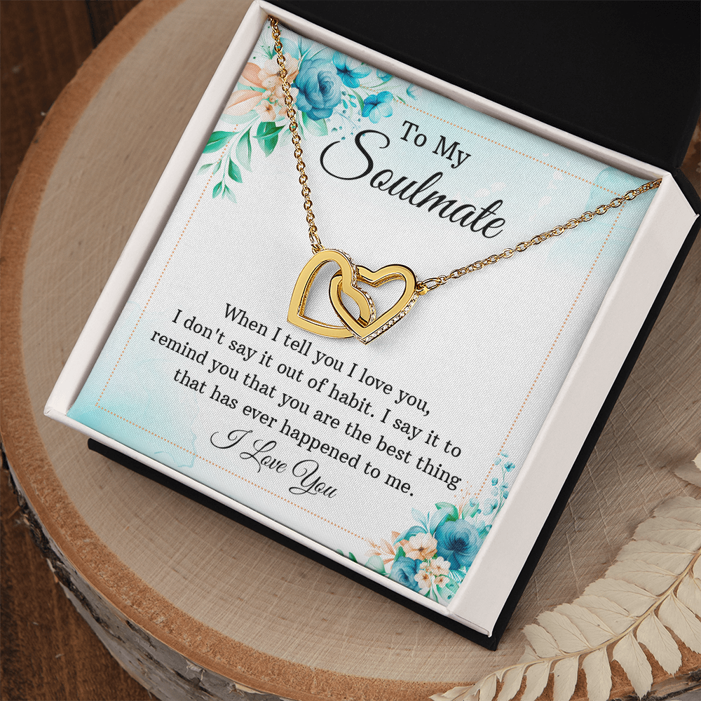 Best Gifts 305-To My Soulmate Interlocking Hearts Necklace with CZ Crystals