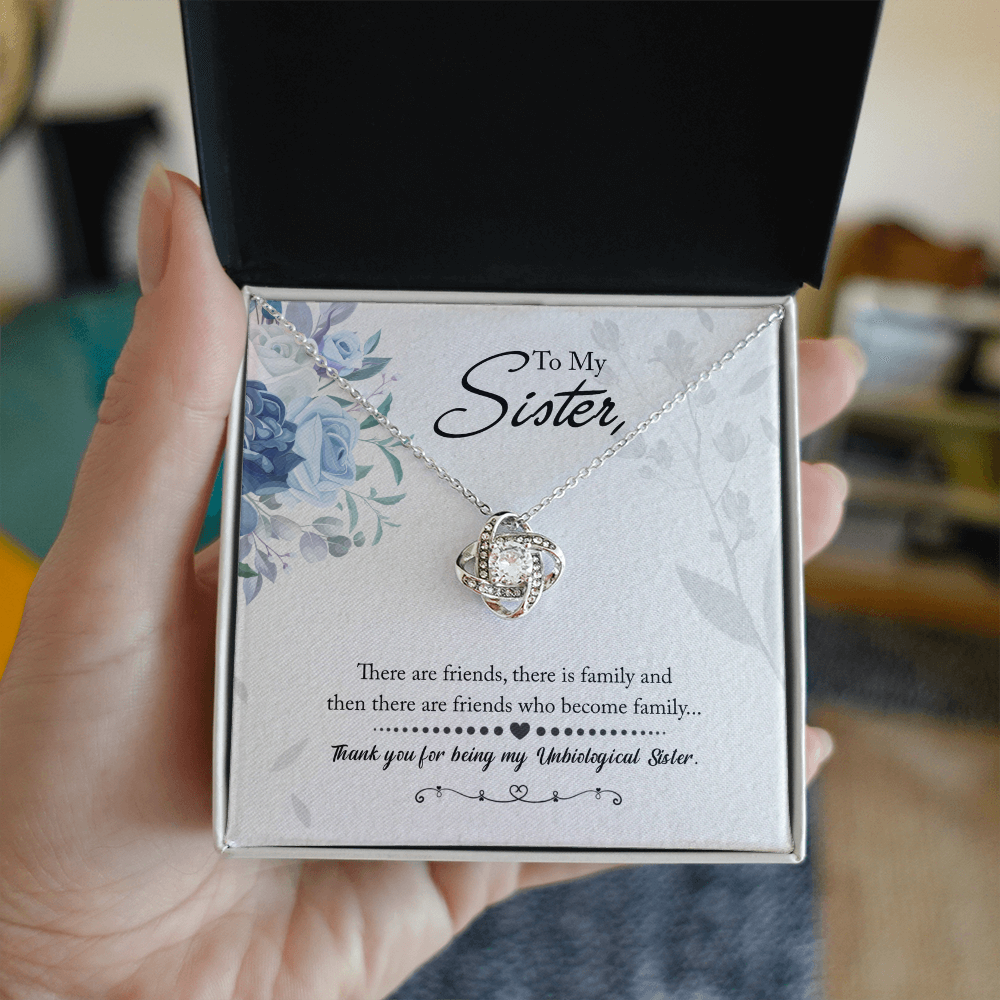 Best Gifts 305-To My Unbiological Sister Love Knot Necklace with Cubic Zirconia