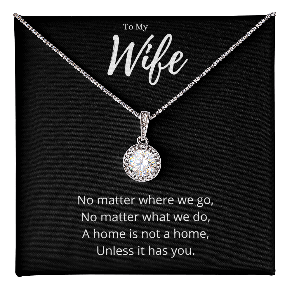 Best Gifts 305-To My Wife Eternal Hope Necklace - Sparkling Cushion Cut CZ Pendant with Inspirational Quote