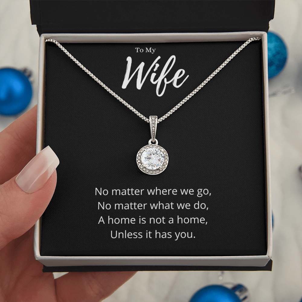 Best Gifts 305-To My Wife Eternal Hope Necklace - Sparkling Cushion Cut CZ Pendant with Inspirational Quote