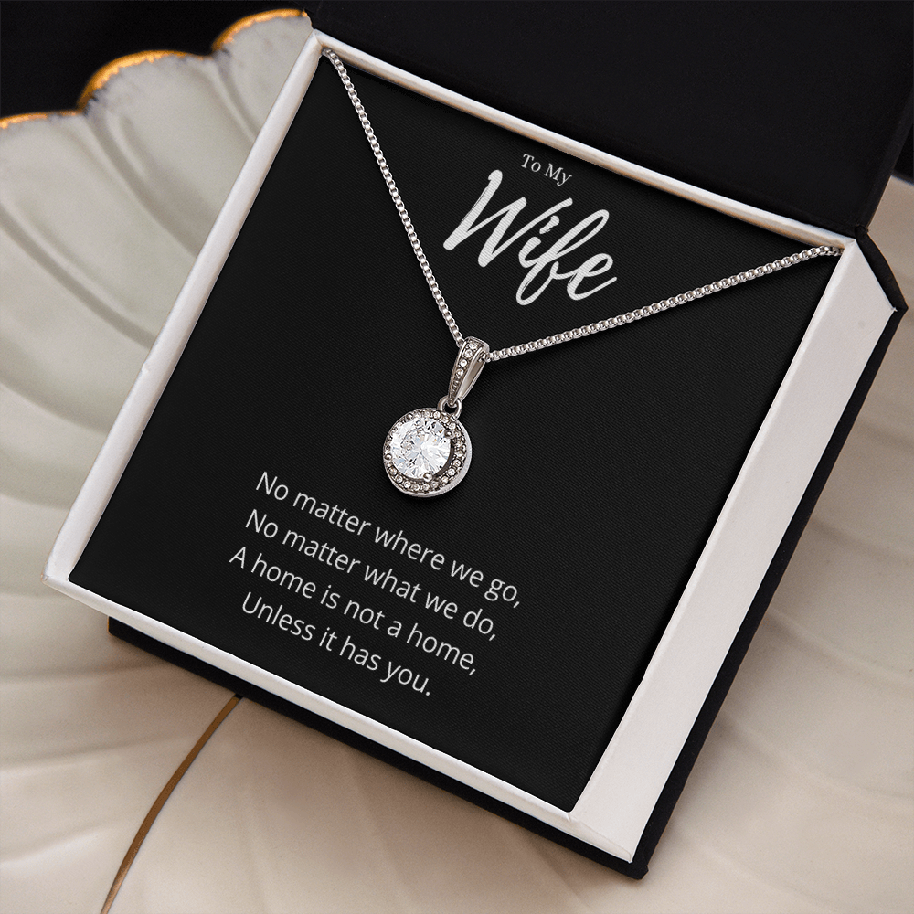 Best Gifts 305-To My Wife Eternal Hope Necklace - Sparkling Cushion Cut CZ Pendant with Inspirational Quote