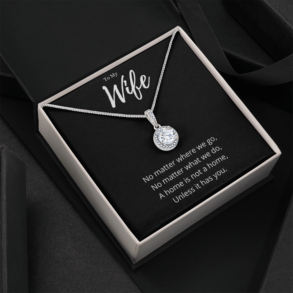 Best Gifts 305-To My Wife Eternal Hope Necklace - Sparkling Cushion Cut CZ Pendant with Inspirational Quote