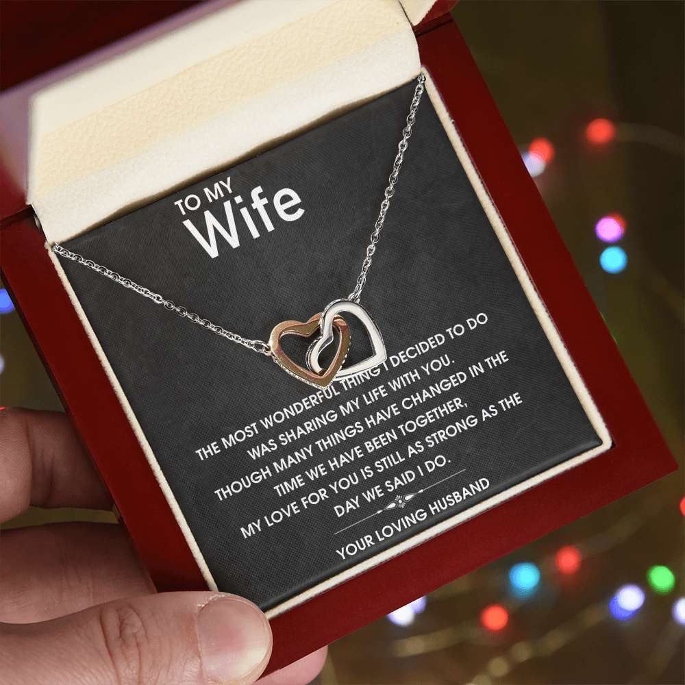 Best Gifts 305-To My Wife Interlocking Hearts Necklace with CZ Crystals