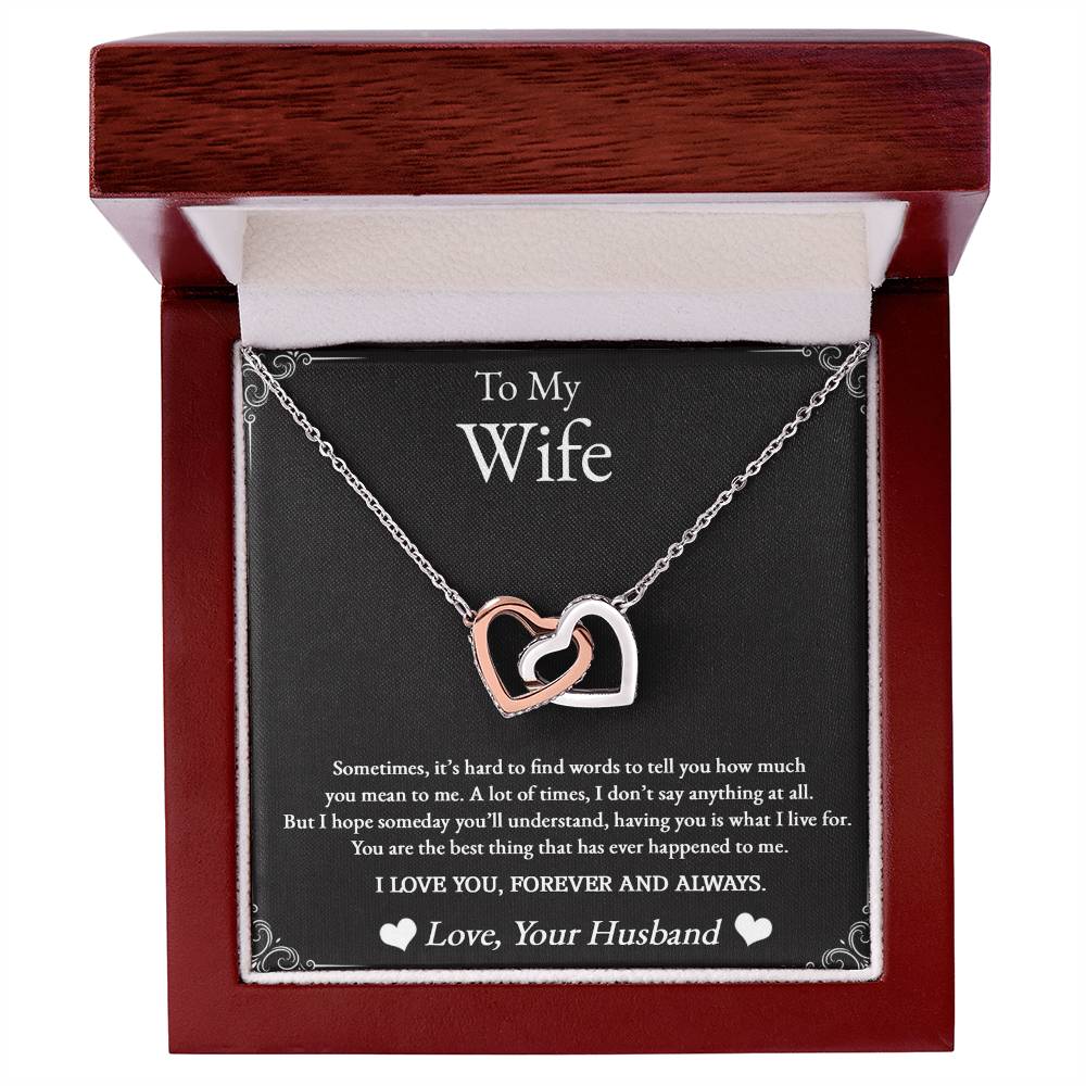 Best Gifts 305-To My Wife Interlocking Hearts Necklace with Cubic Zirconia