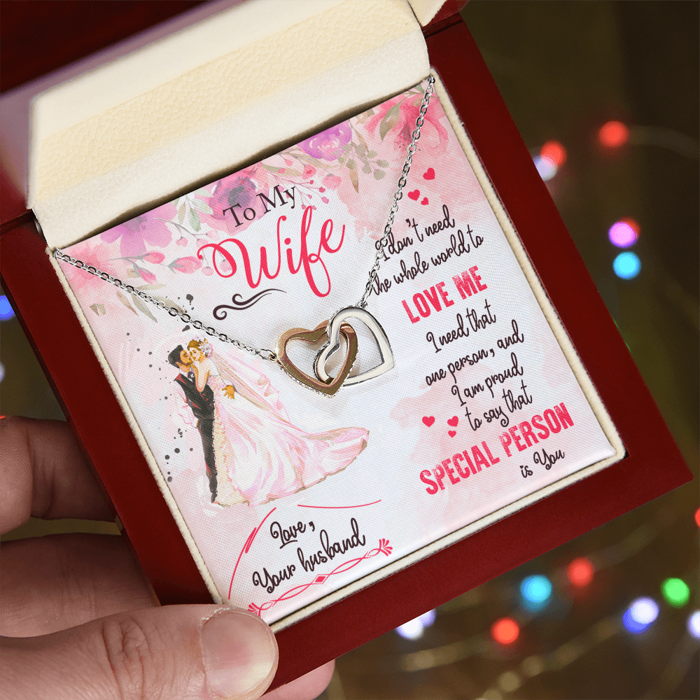 Best Gifts 305-To My Wife Interlocking Hearts Pendant Necklace from Husband