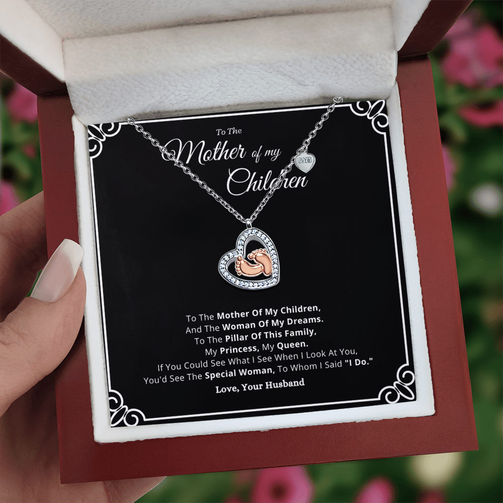 Best Gifts 305-To My Wife Mother of My Children Heart Necklace Gift from Husband