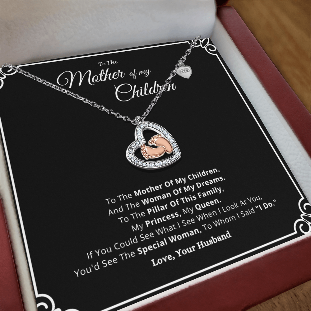 Best Gifts 305-To My Wife Mother of My Children Heart Necklace Gift from Husband