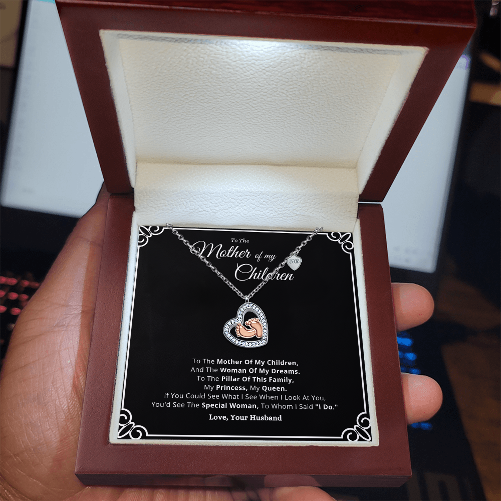 Best Gifts 305-To My Wife Mother of My Children Heart Necklace Gift from Husband