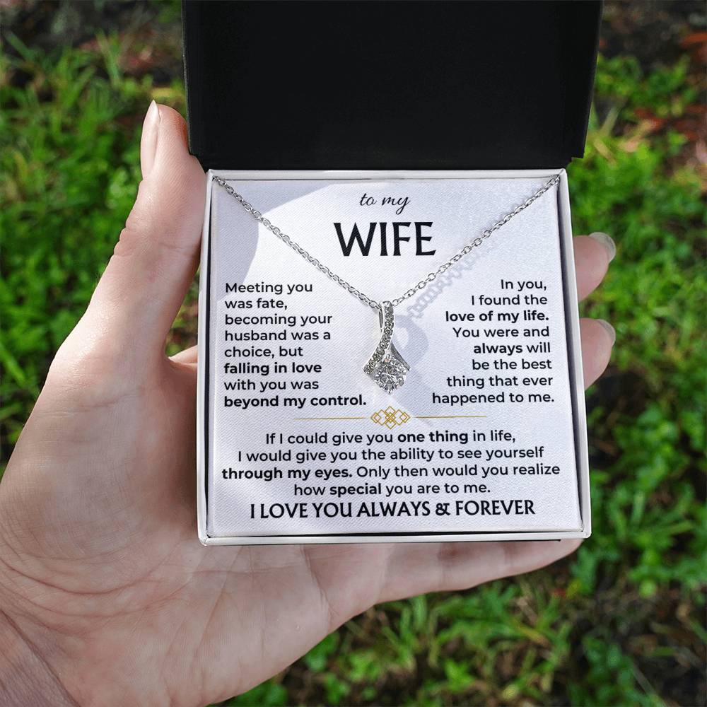 Best Gifts 305-To My Wife Necklace "Meeting You Was Fate" Ribbon Necklace