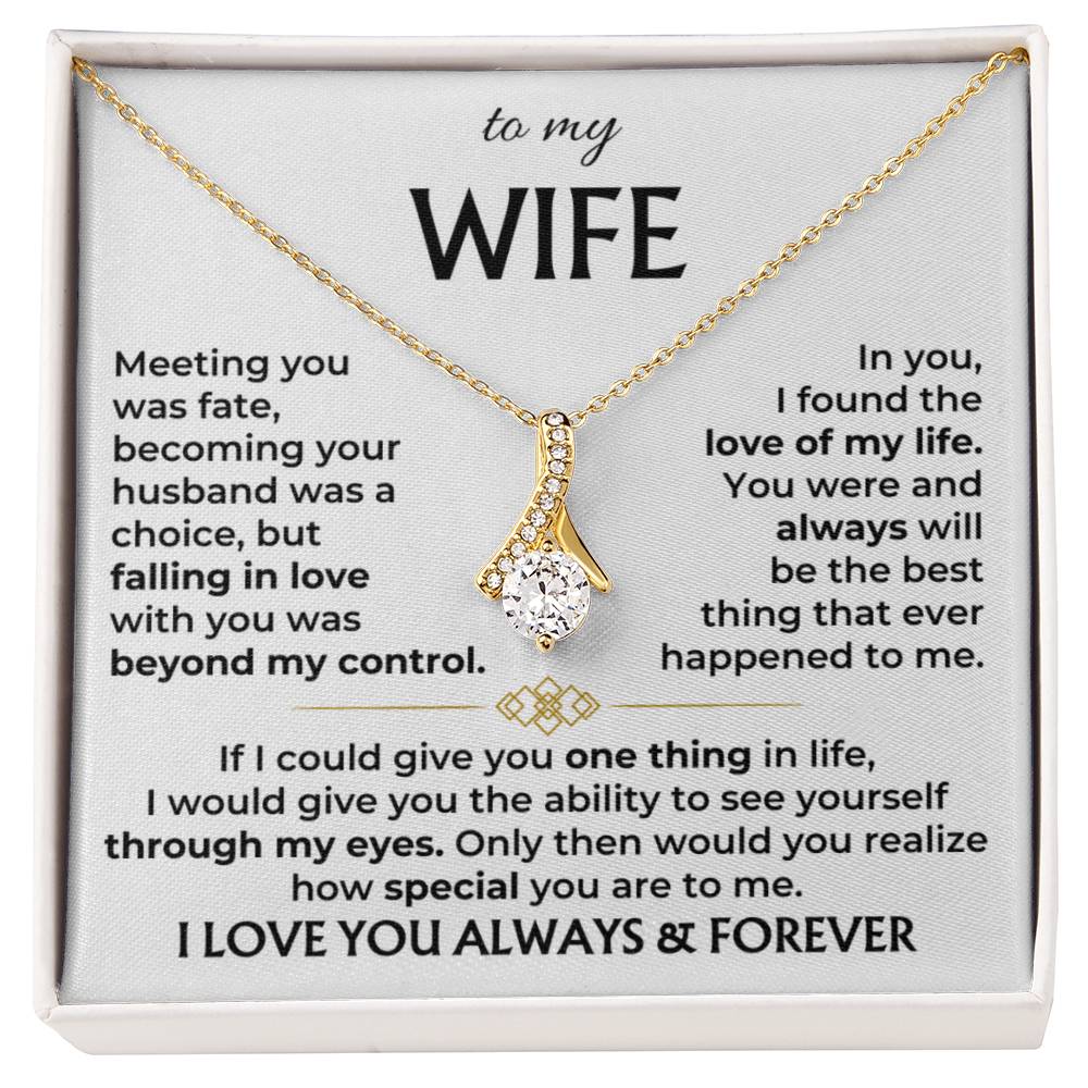 Best Gifts 305-To My Wife Necklace "Meeting You Was Fate" Ribbon Necklace