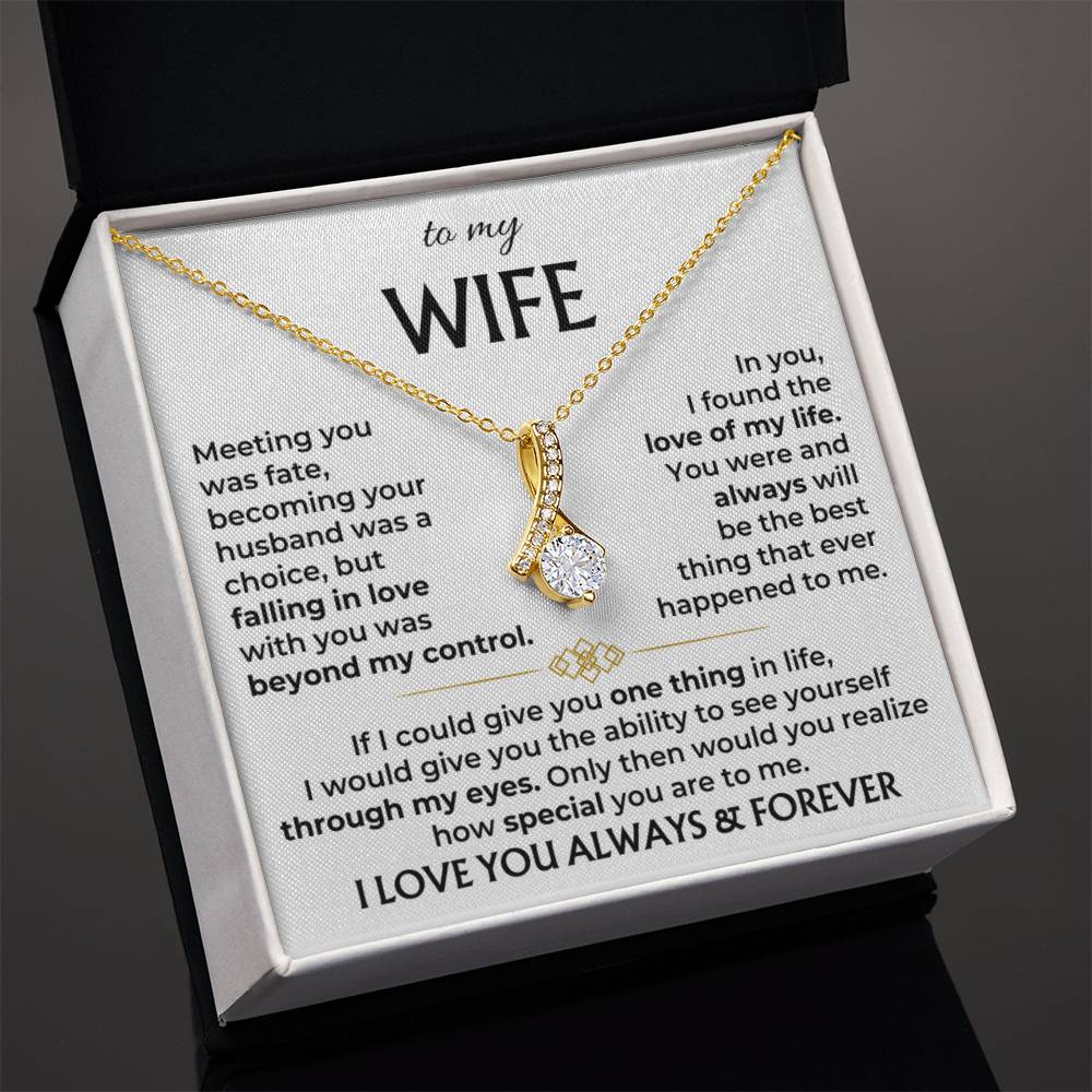 Best Gifts 305-To My Wife Necklace "Meeting You Was Fate" Ribbon Necklace