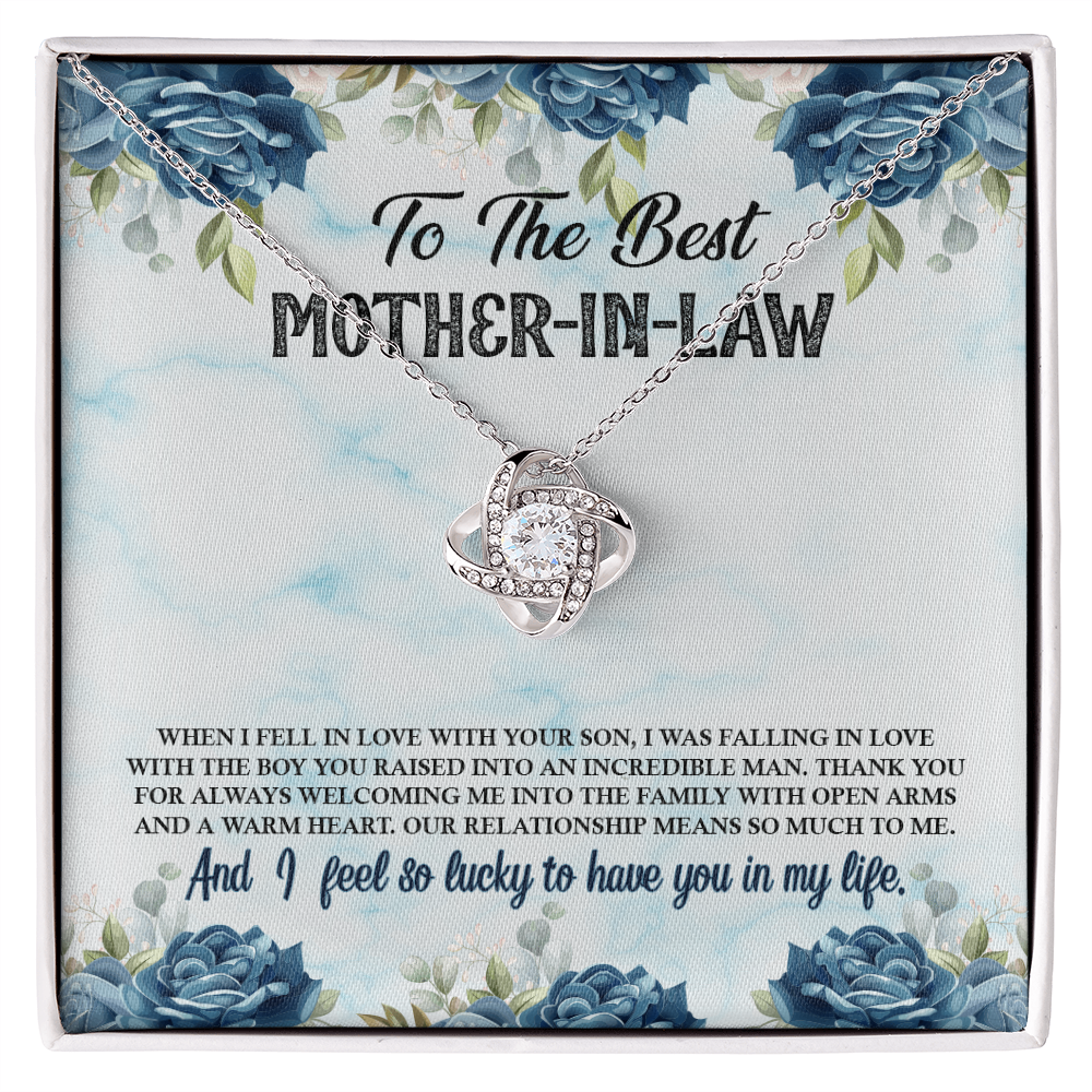 Best Gifts 305-To The Best Mother-in-Law Love Knot Necklace with Cubic Zirconia Pendant from Daughter-in-Law