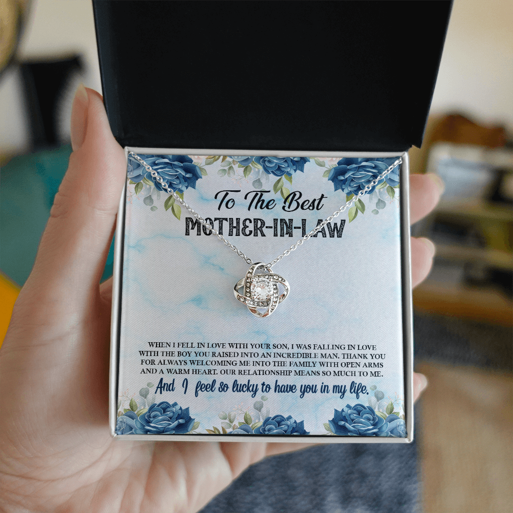 Best Gifts 305-To The Best Mother-in-Law Love Knot Necklace with Cubic Zirconia Pendant from Daughter-in-Law