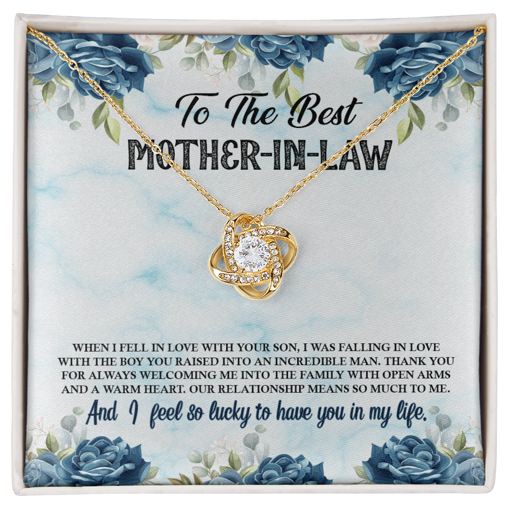 Best Gifts 305-To The Best Mother-in-Law Love Knot Necklace with Cubic Zirconia Pendant from Daughter-in-Law