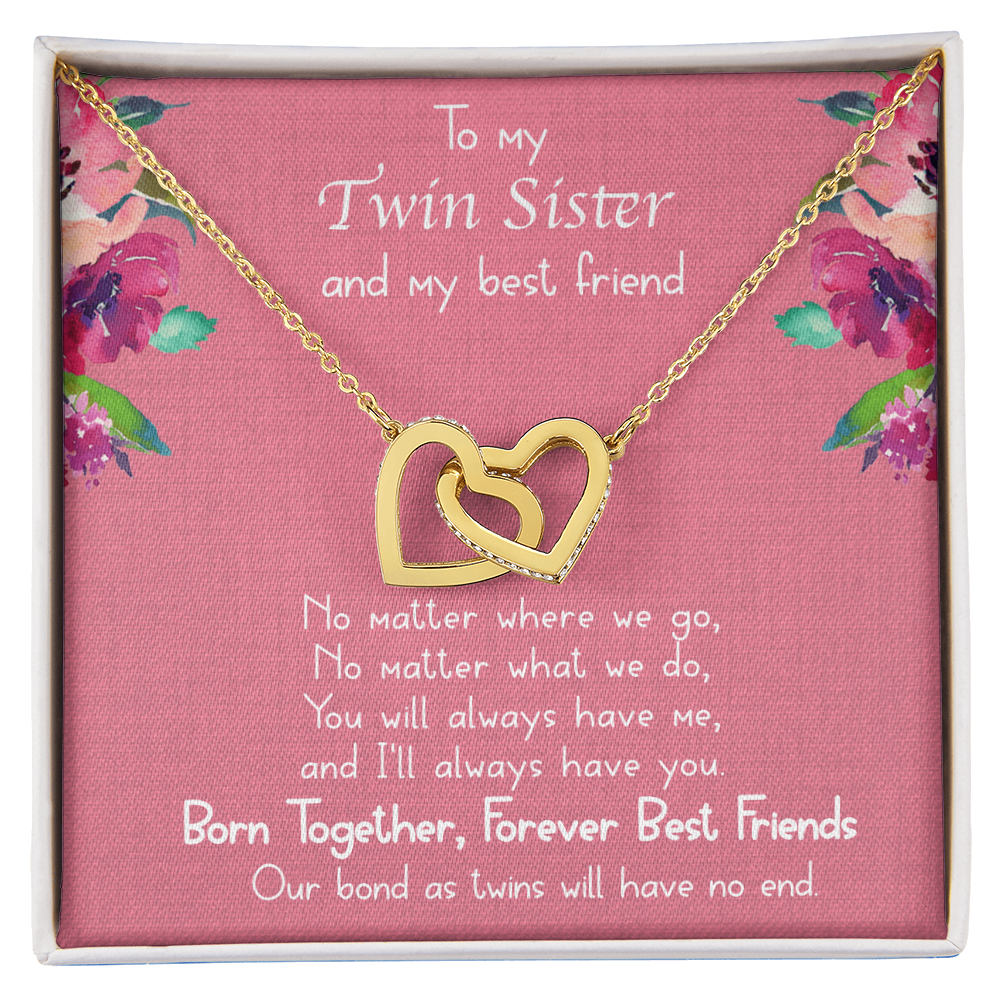 Best Gifts 305-Twin Sister Interlocking Hearts Necklace Gift for Her