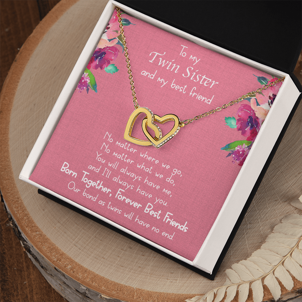 Best Gifts 305-Twin Sister Interlocking Hearts Necklace Gift for Her