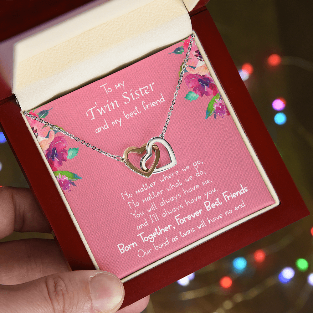 Best Gifts 305-Twin Sister Interlocking Hearts Necklace Gift for Her