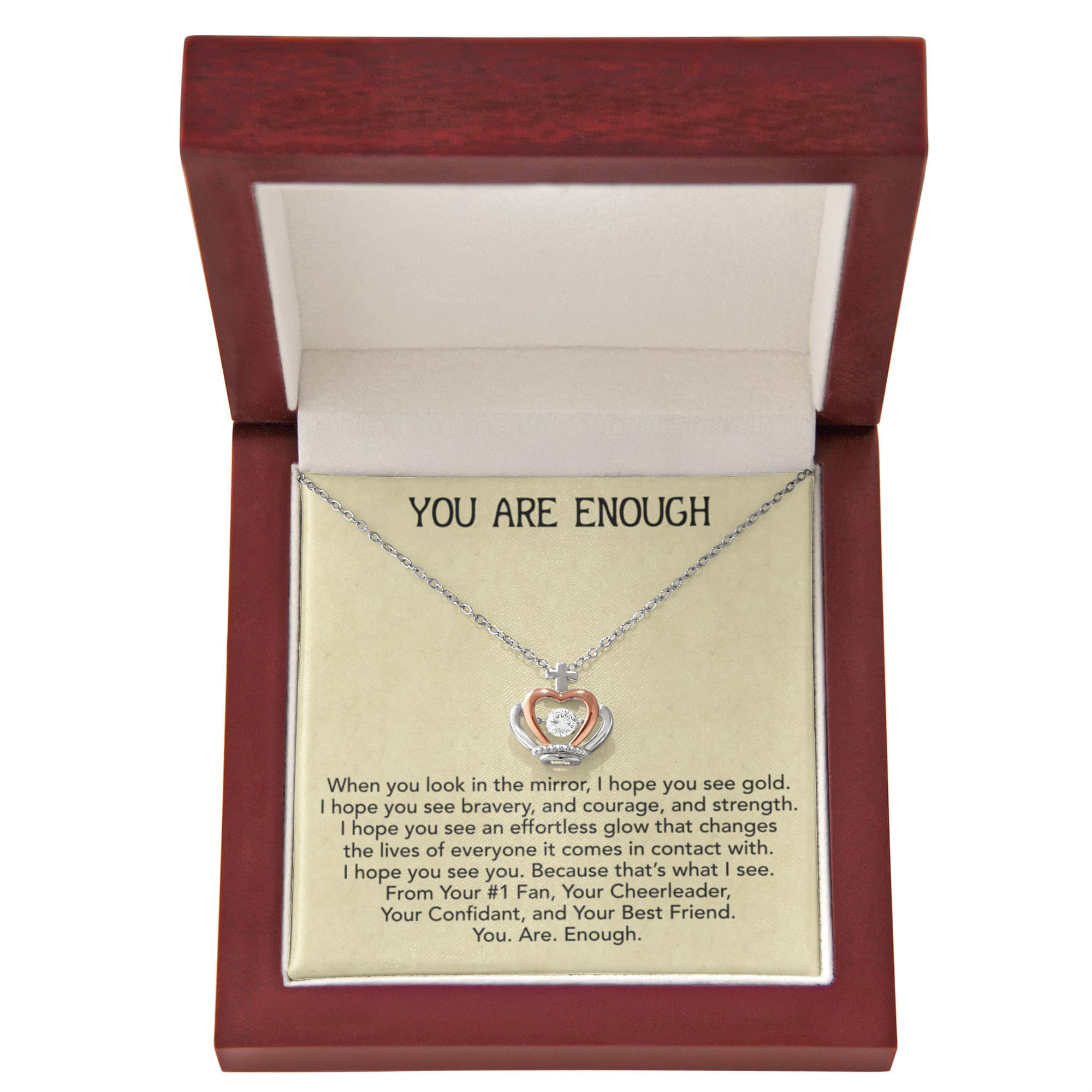Best Gifts 305-You Are Enough Crown Pendant Necklace Gift