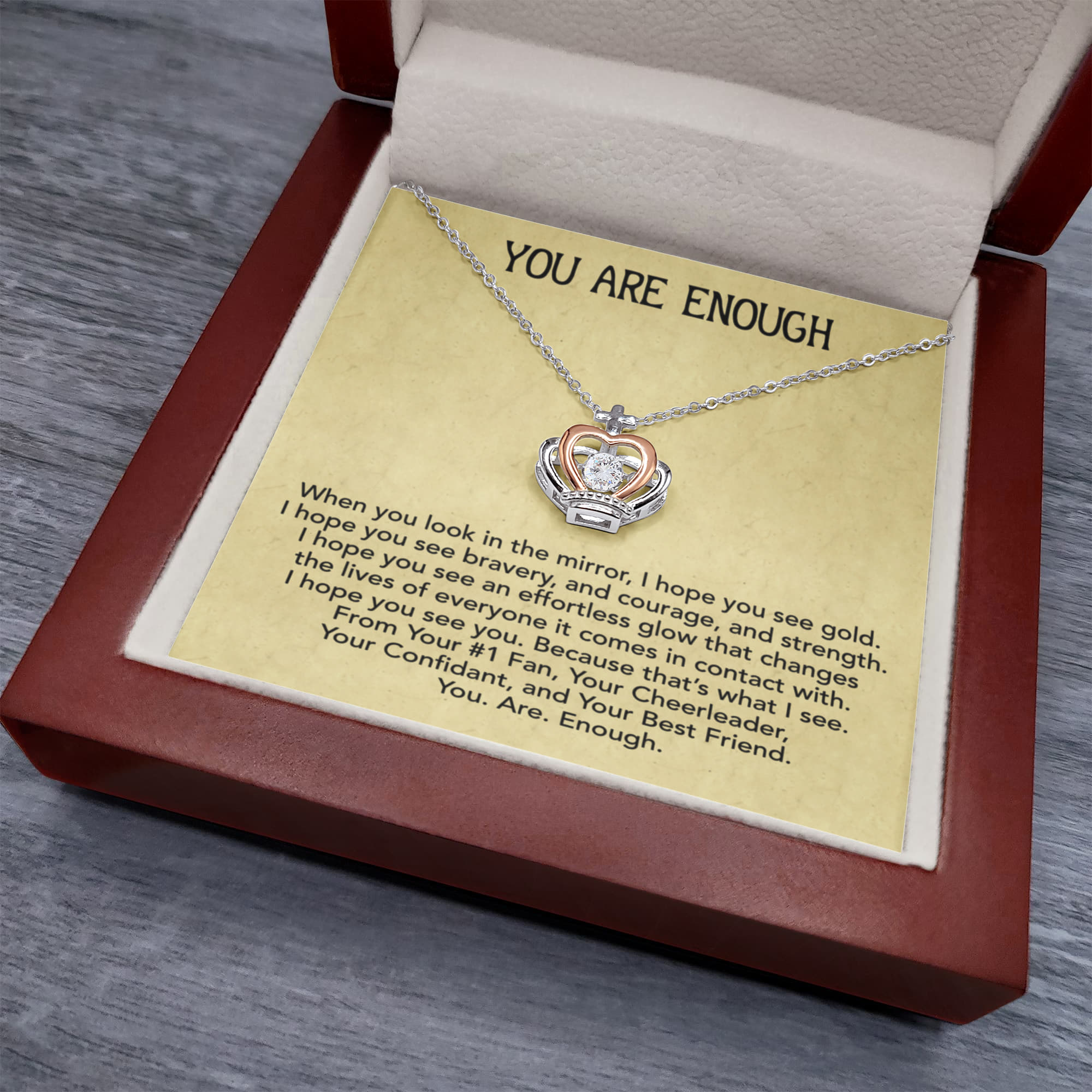 Best Gifts 305-You Are Enough Crown Pendant Necklace Gift