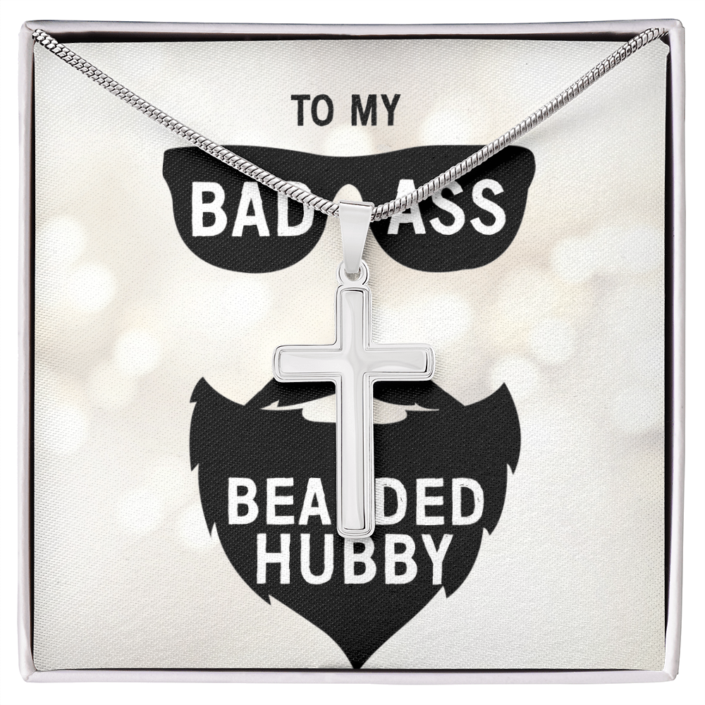 Best Gifts 305 - Badass Bearded Hubby Cross Necklace Gift for Husband