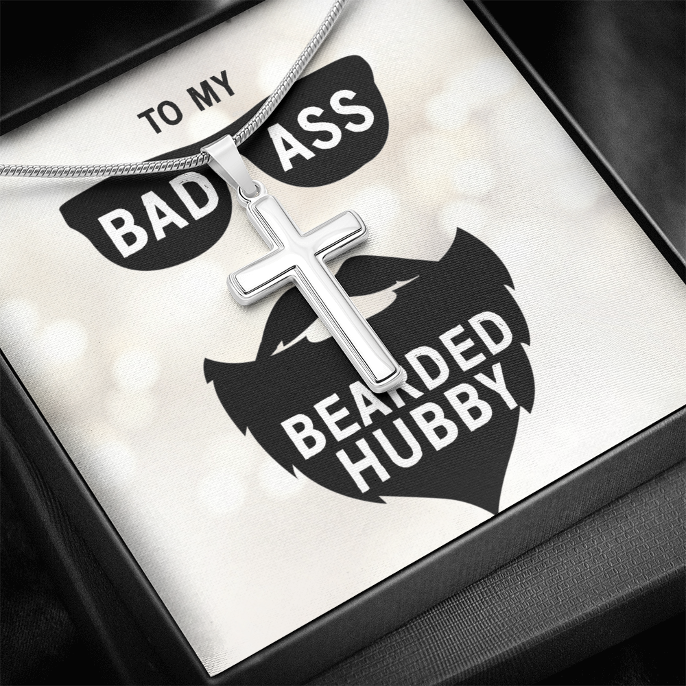 Best Gifts 305 - Badass Bearded Hubby Cross Necklace Gift for Husband