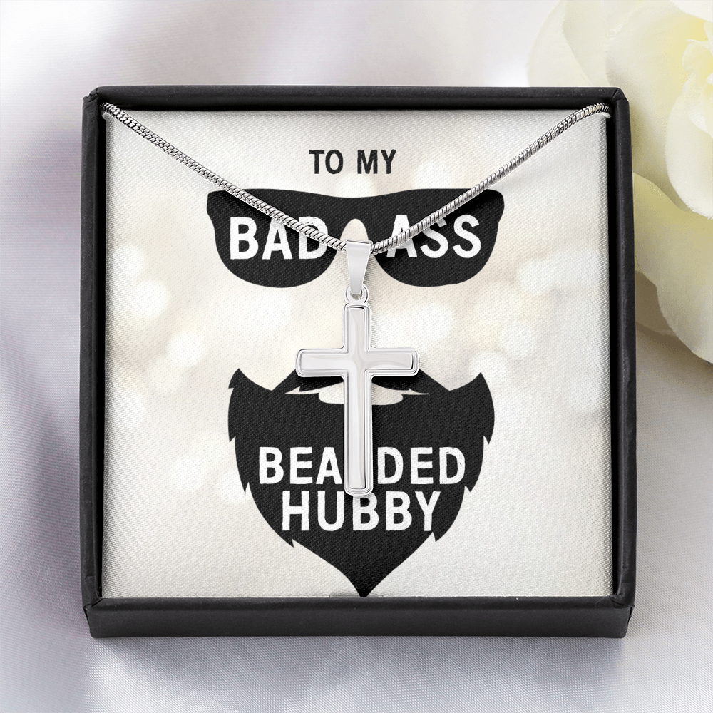 Best Gifts 305 - Badass Bearded Hubby Cross Necklace Gift for Husband