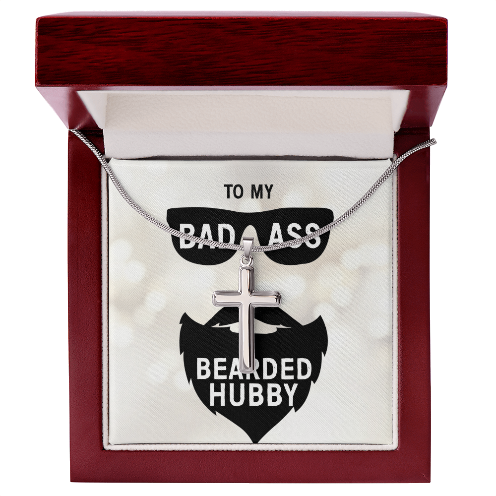 Best Gifts 305 - Badass Bearded Hubby Cross Necklace Gift for Husband