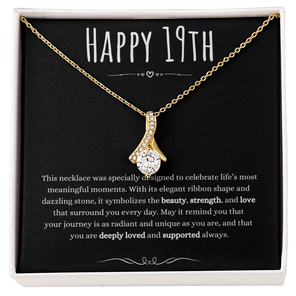 Best Gifts 305 19th Birthday Necklace for Her – Elegant Ribbon Pendant 