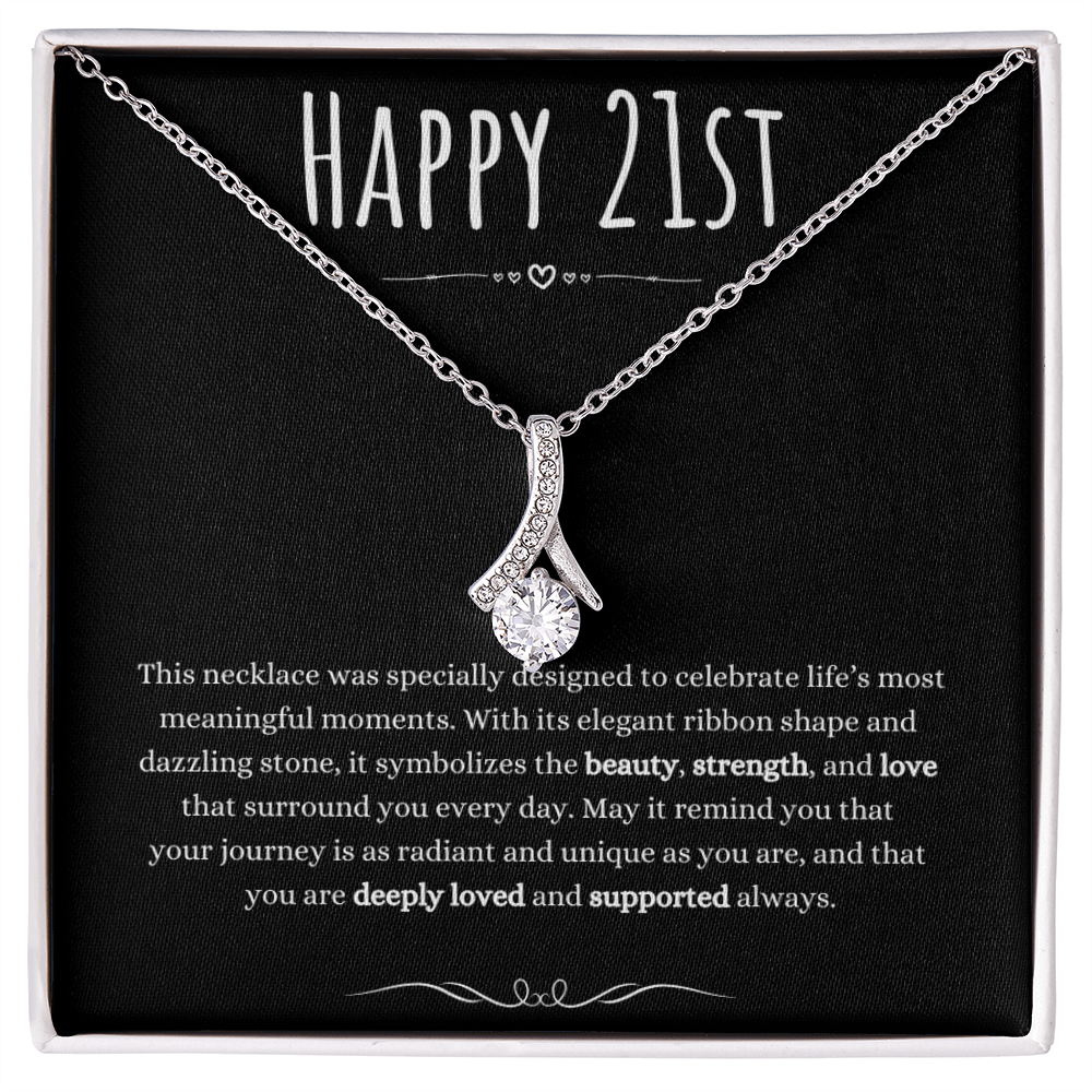 Best Gifts 305 21st Birthday Necklace for Her – Elegant Ribbon Pendant