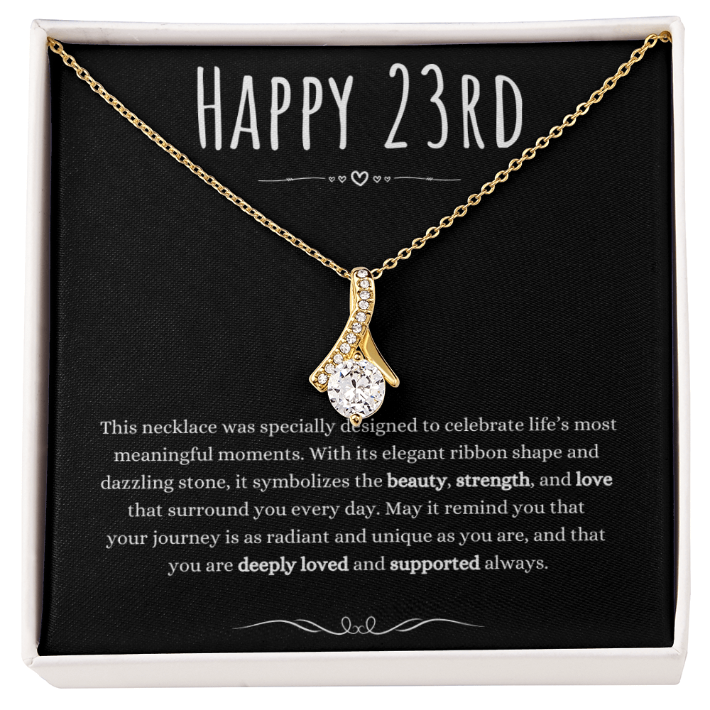 Best Gifts 305 23rd Birthday Necklace for Her – Elegant Ribbon Pendant 