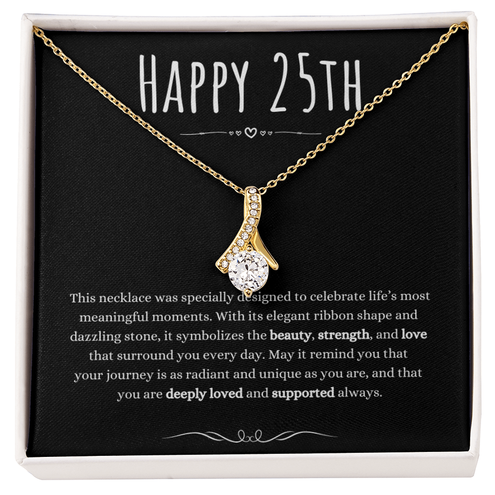 Best Gifts 305 25th Birthday Necklace for Her – Elegant Ribbon Pendant