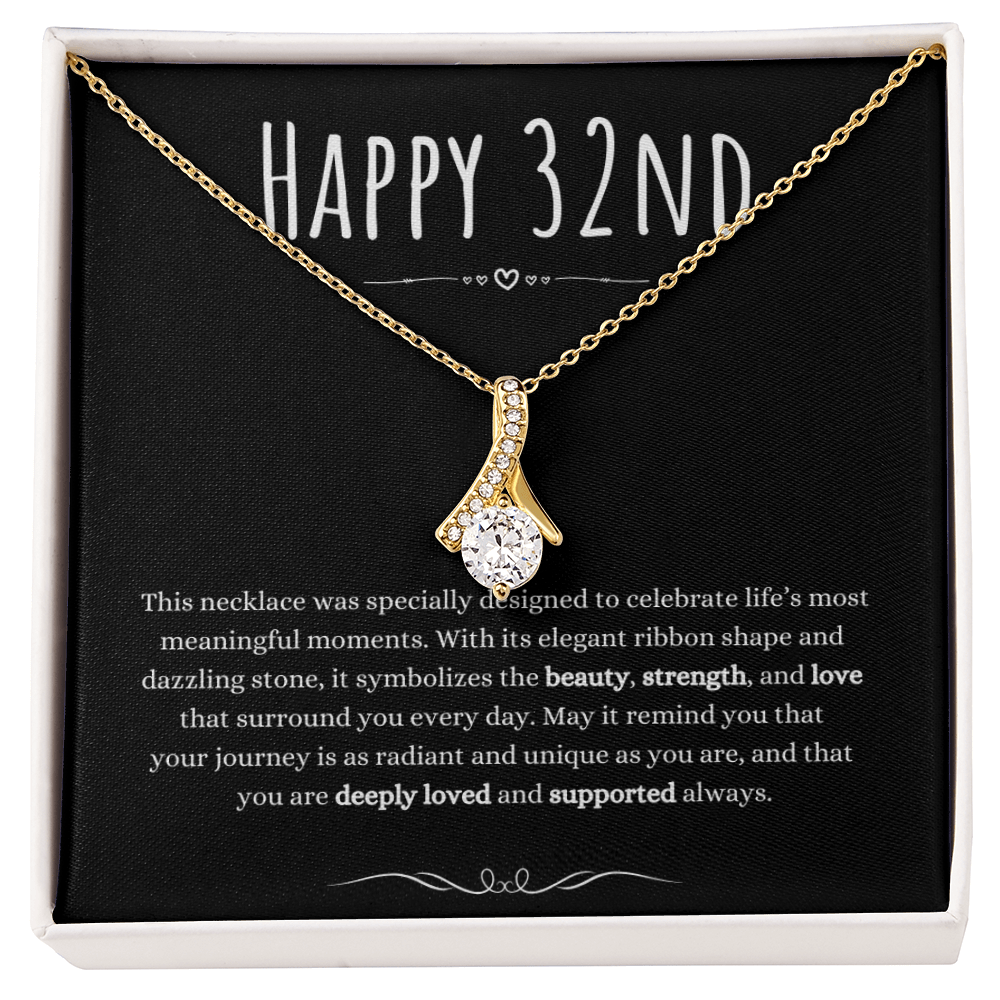 Best Gifts 305 32nd Birthday Necklace for Her – Elegant Ribbon Pendant