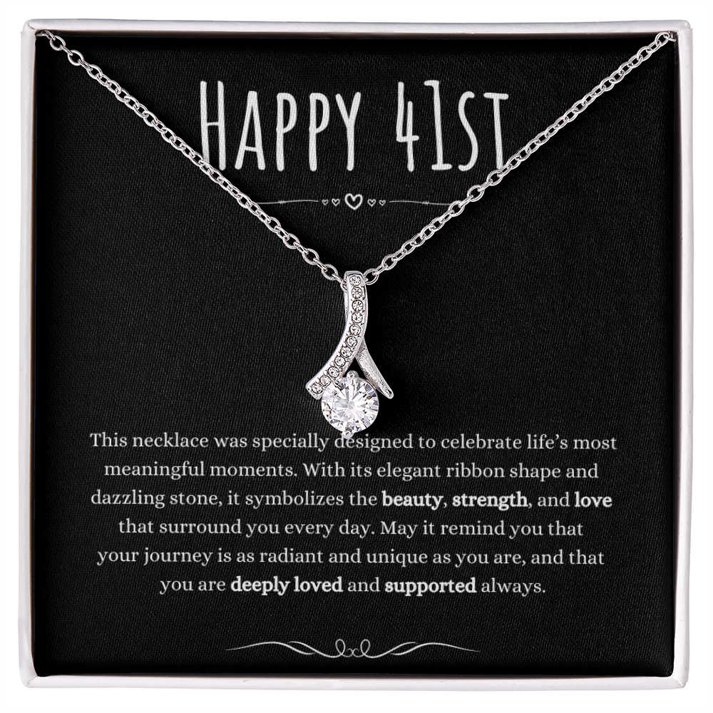 Best Gifts 305 41st Birthday Necklace for Her – Elegant Ribbon Pendant