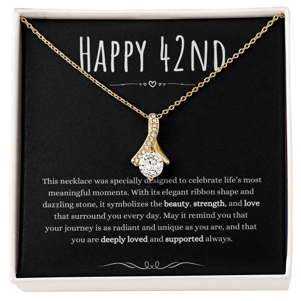 Best Gifts 305 42nd Birthday Necklace for Her – Elegant Ribbon Pendant