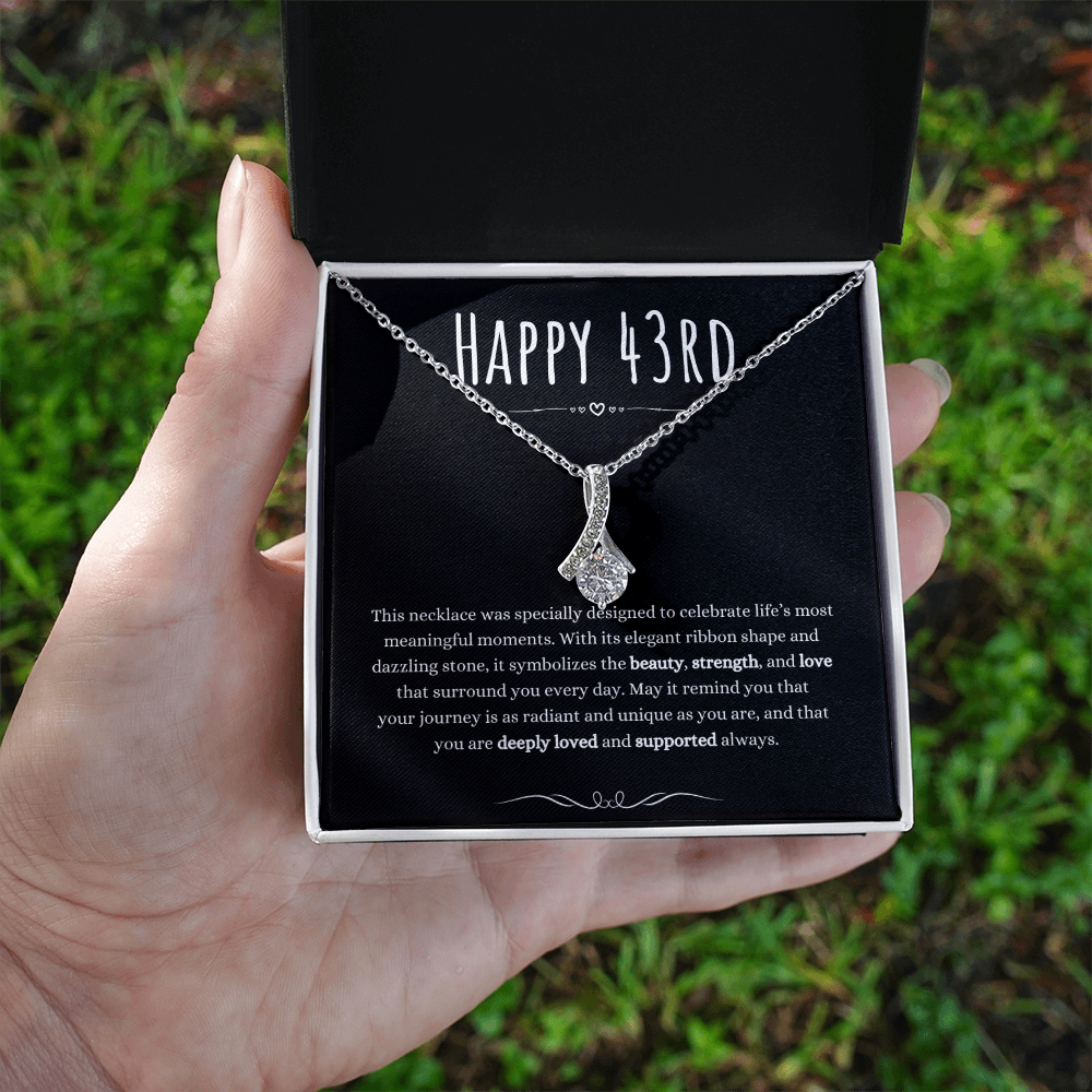 Best Gifts 305 43rd Birthday Necklace for Her – Elegant Ribbon Pendant