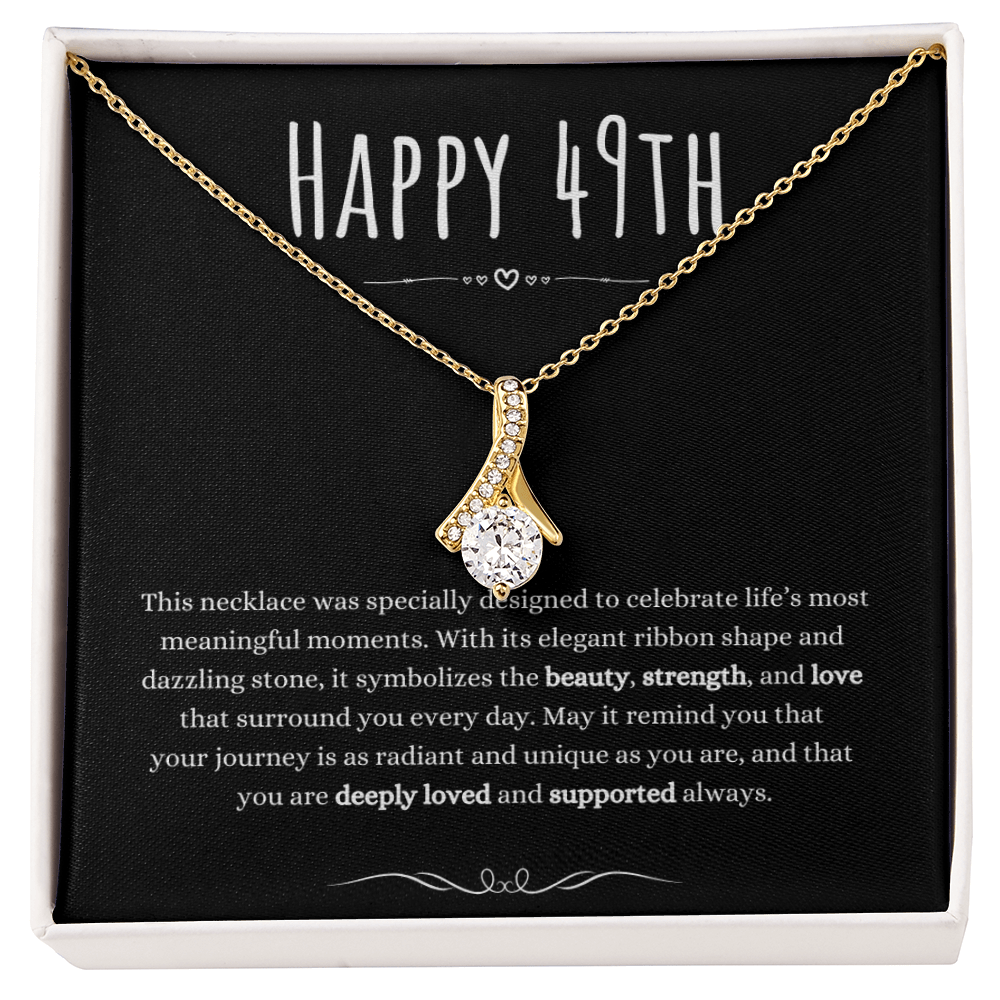 Best Gifts 305 49th Birthday Necklace for Her – Elegant Ribbon Pendant 