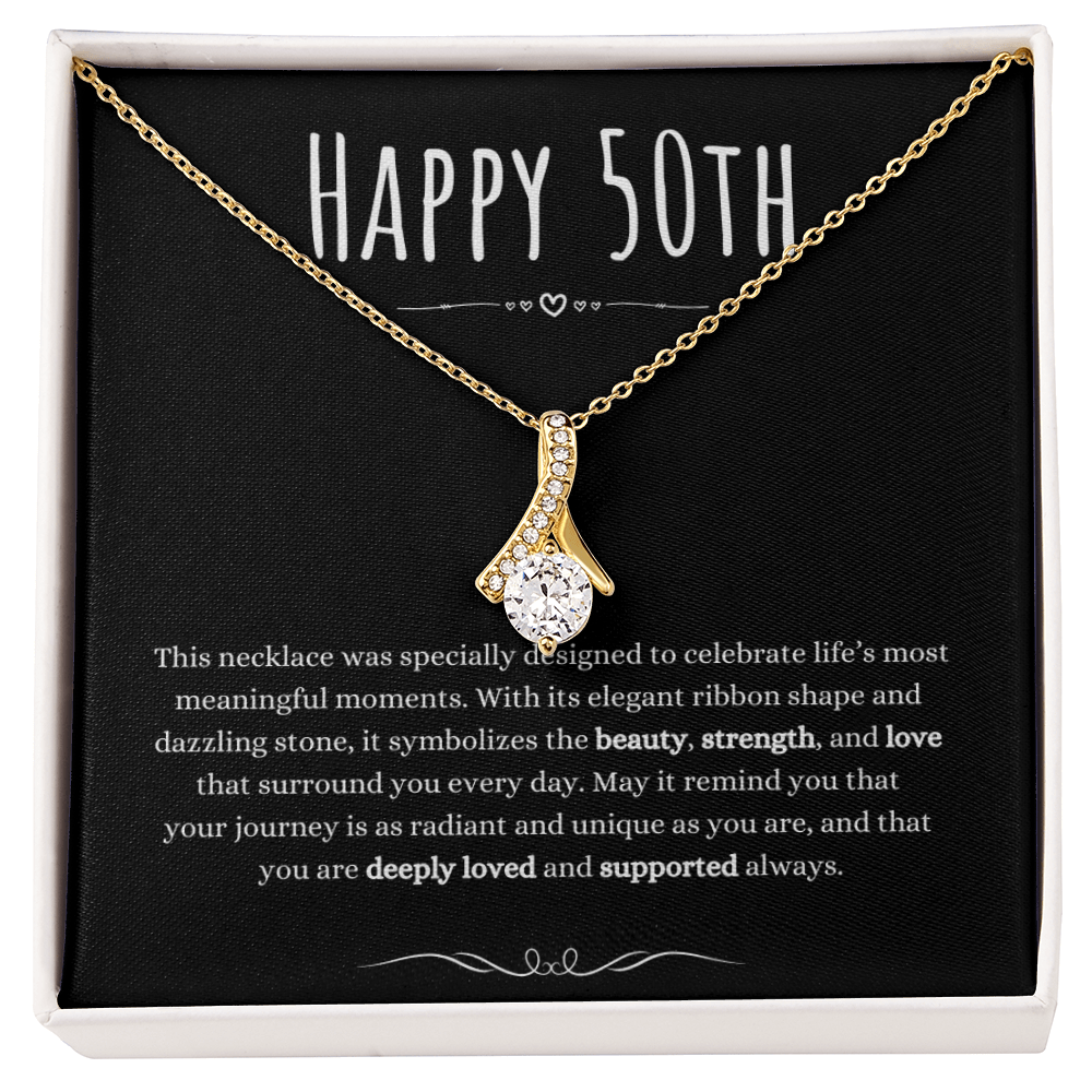 Best Gifts 305 50th Birthday Necklace for Her – Elegant Ribbon Pendant