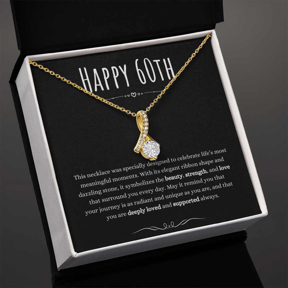 Best Gifts 305 60th Birthday Necklace for Her – Elegant Ribbon Pendant