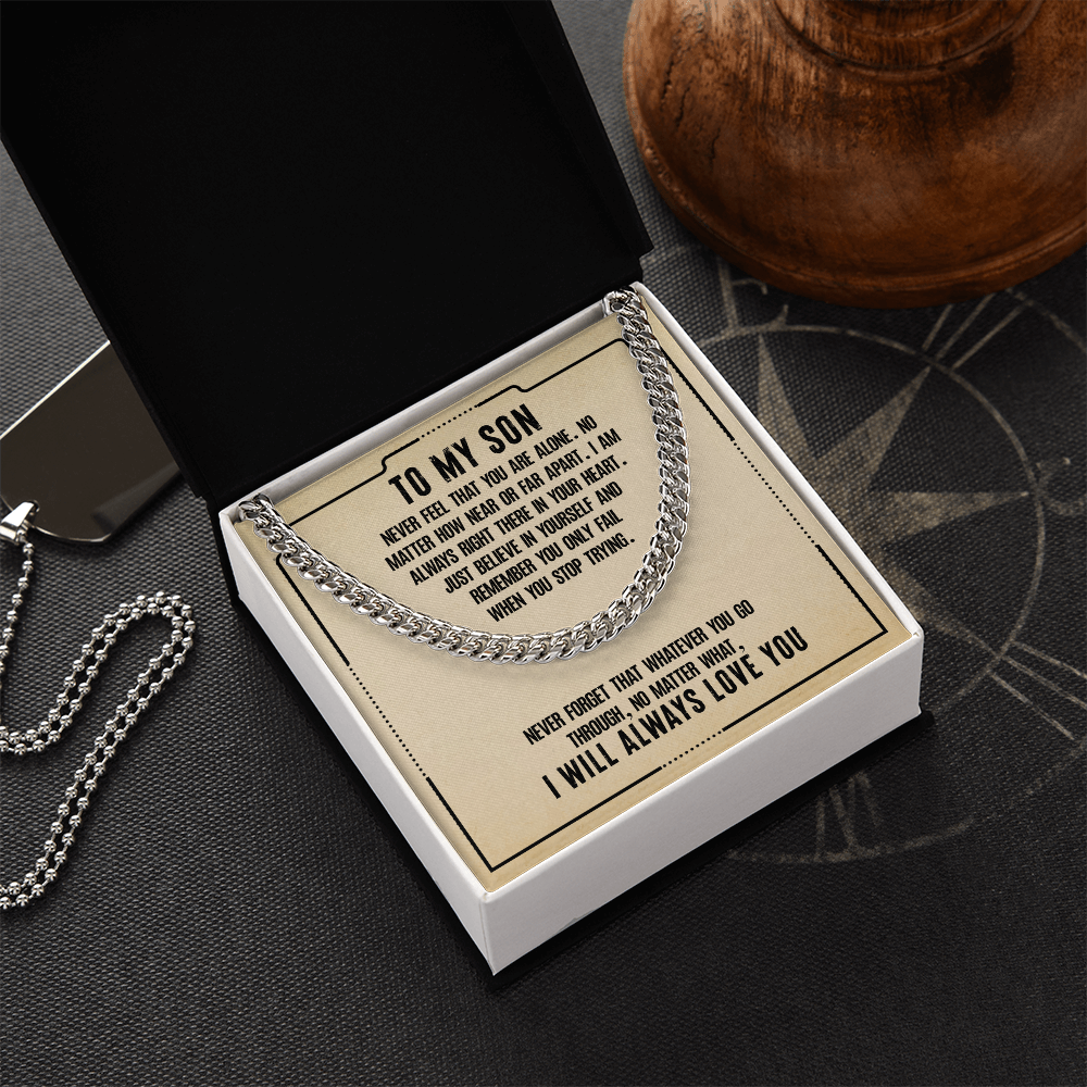 Best Gifts 305 To My Son Cuban Link Chain Necklace Inspirational Message