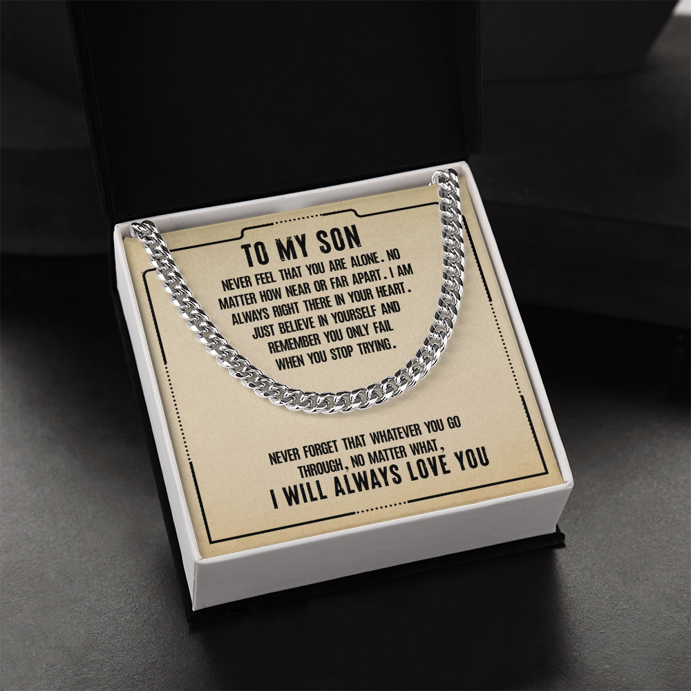 Best Gifts 305 To My Son Cuban Link Chain Necklace Inspirational Message