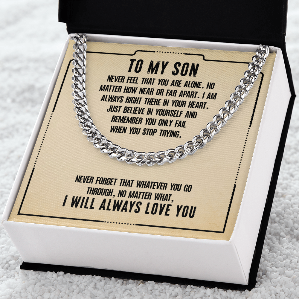 Best Gifts 305 To My Son Cuban Link Chain Necklace Inspirational Message