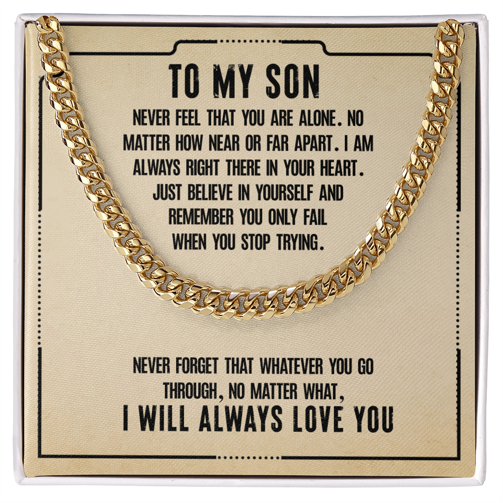 Best Gifts 305 To My Son Cuban Link Chain Necklace Inspirational Message