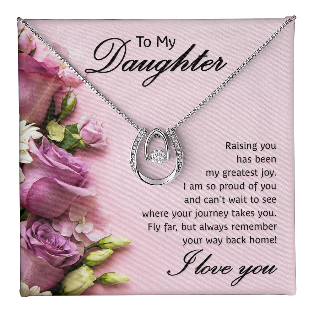 To My Daughter Necklace White Gold CZ Pendant Gift from Mom