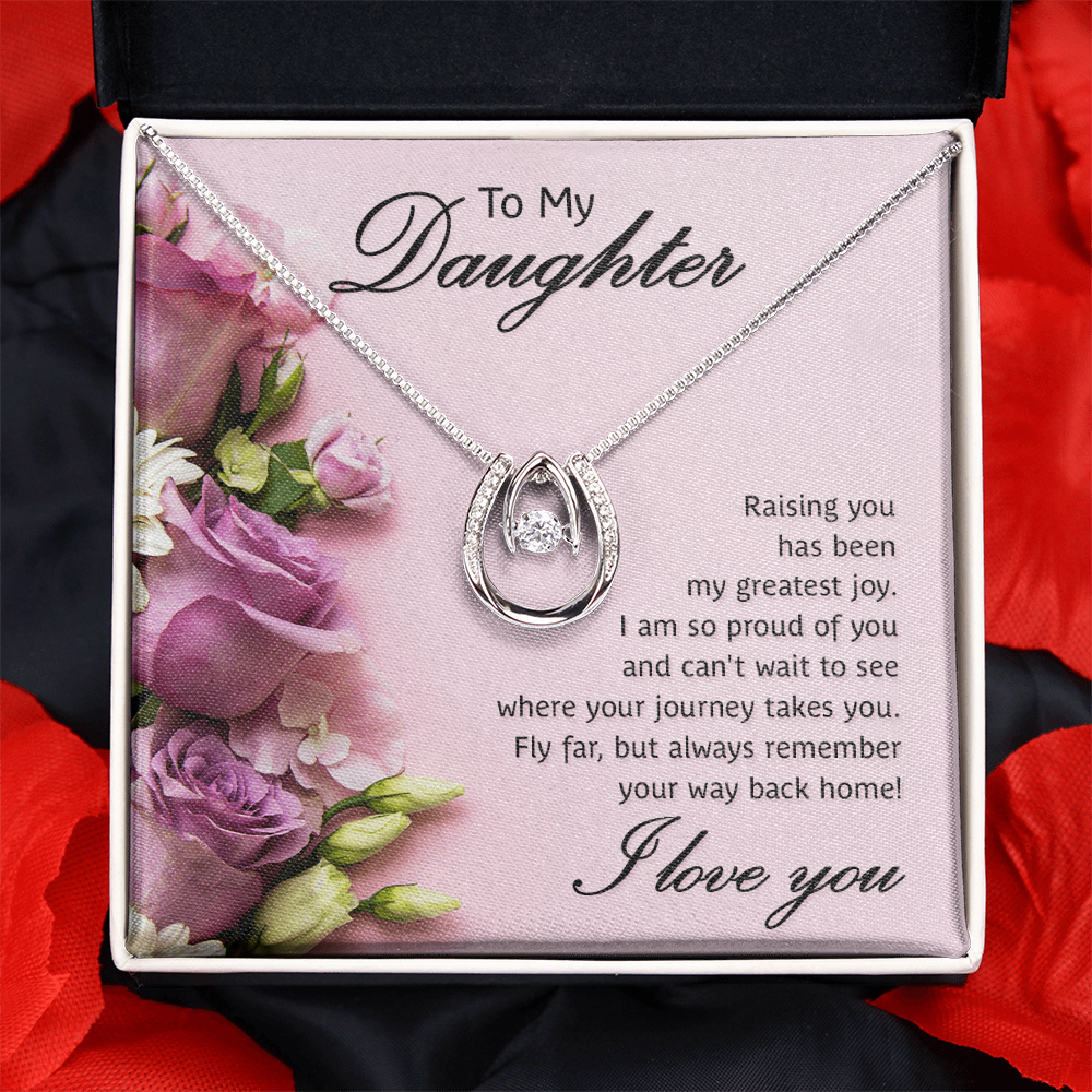 To My Daughter Necklace White Gold CZ Pendant Gift from Mom