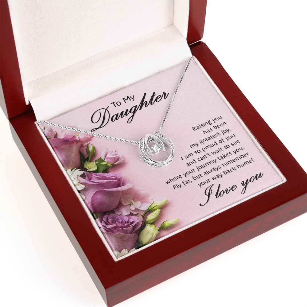 To My Daughter Necklace White Gold CZ Pendant Gift from Mom